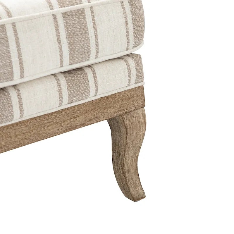 Fauteuil en polyester de style rustique avec pieds en bois massif