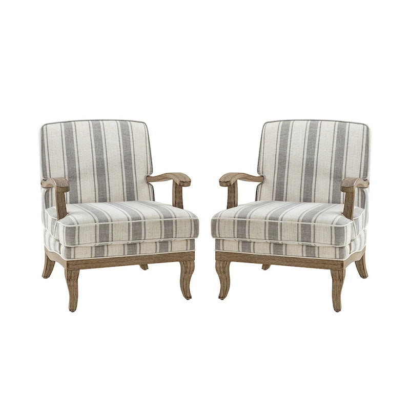 Fauteuil en polyester de style rustique avec pieds en bois massif