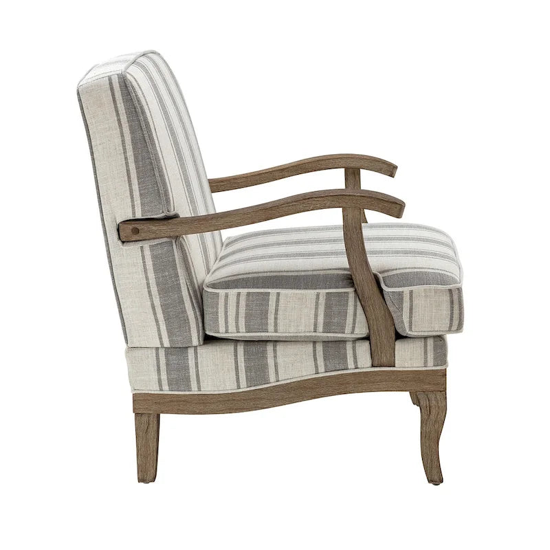 Fauteuil en polyester de style rustique avec pieds en bois massif