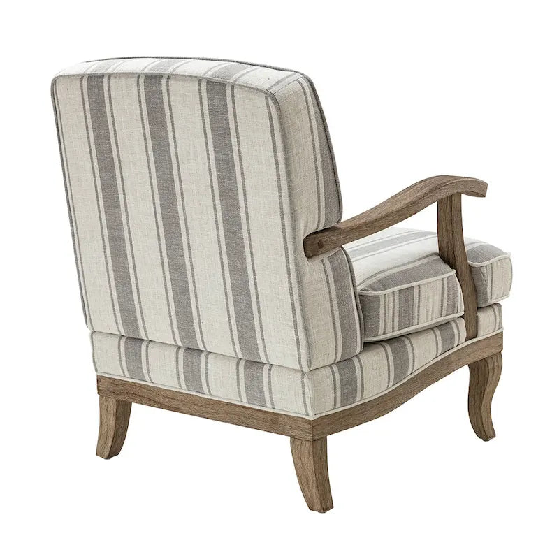 Fauteuil en polyester de style rustique avec pieds en bois massif