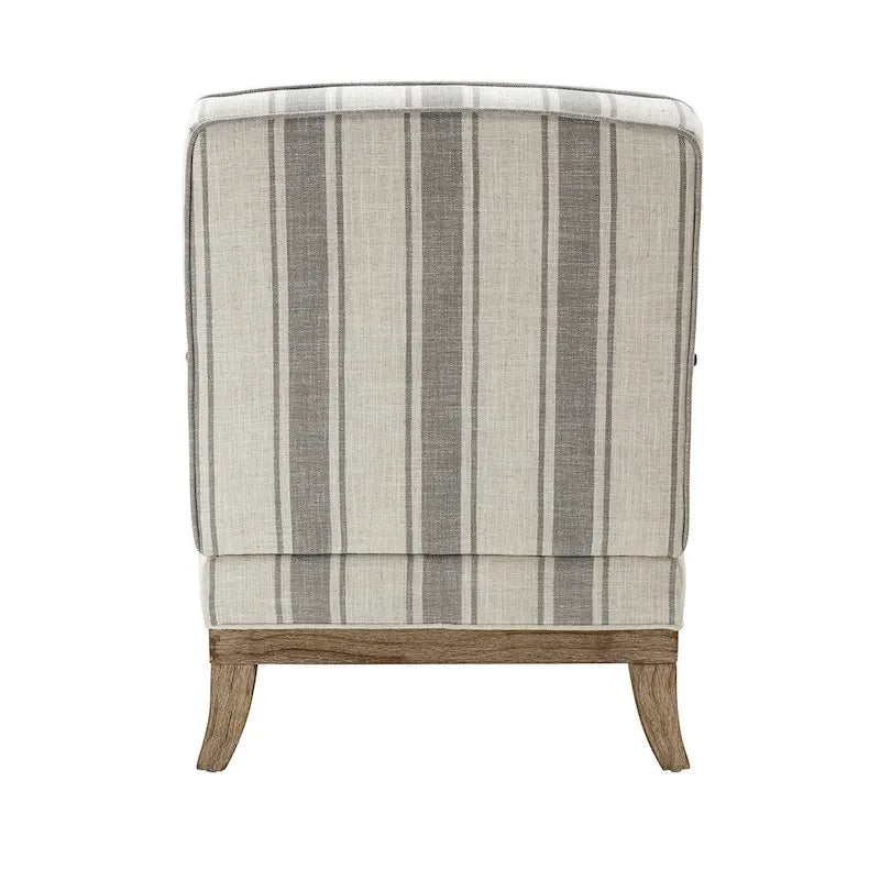 Fauteuil en polyester de style rustique avec pieds en bois massif