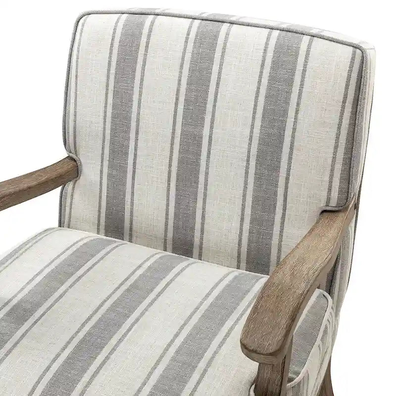 Fauteuil en polyester de style rustique avec pieds en bois massif