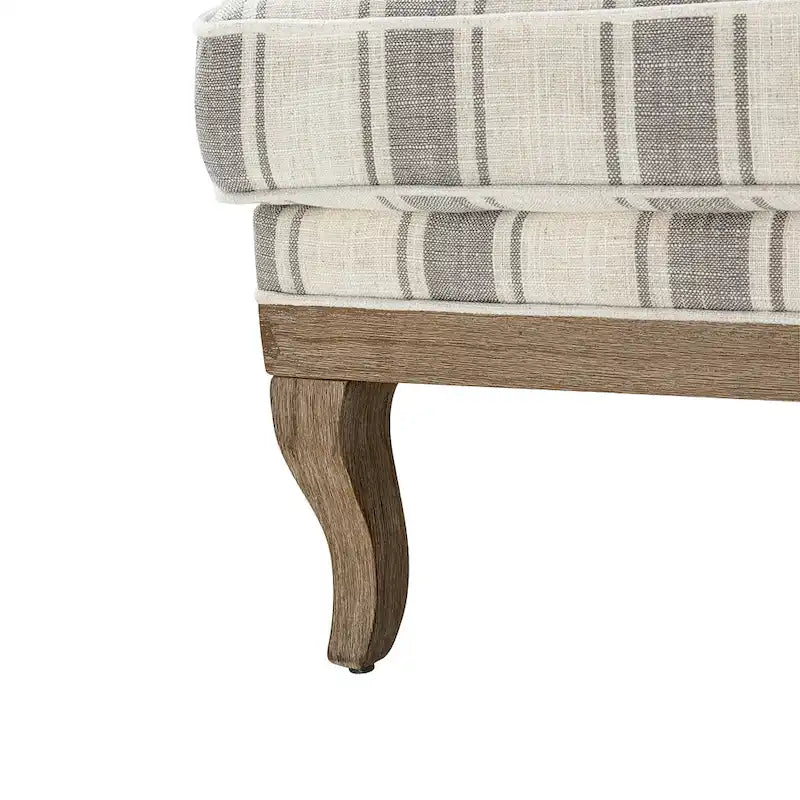 Fauteuil en polyester de style rustique avec pieds en bois massif