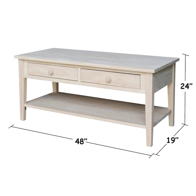 Table basse en bois d'hévéa massif