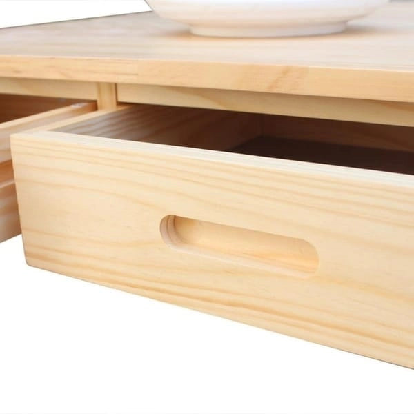 Chariot de cuisine pliant en bois à roulettes