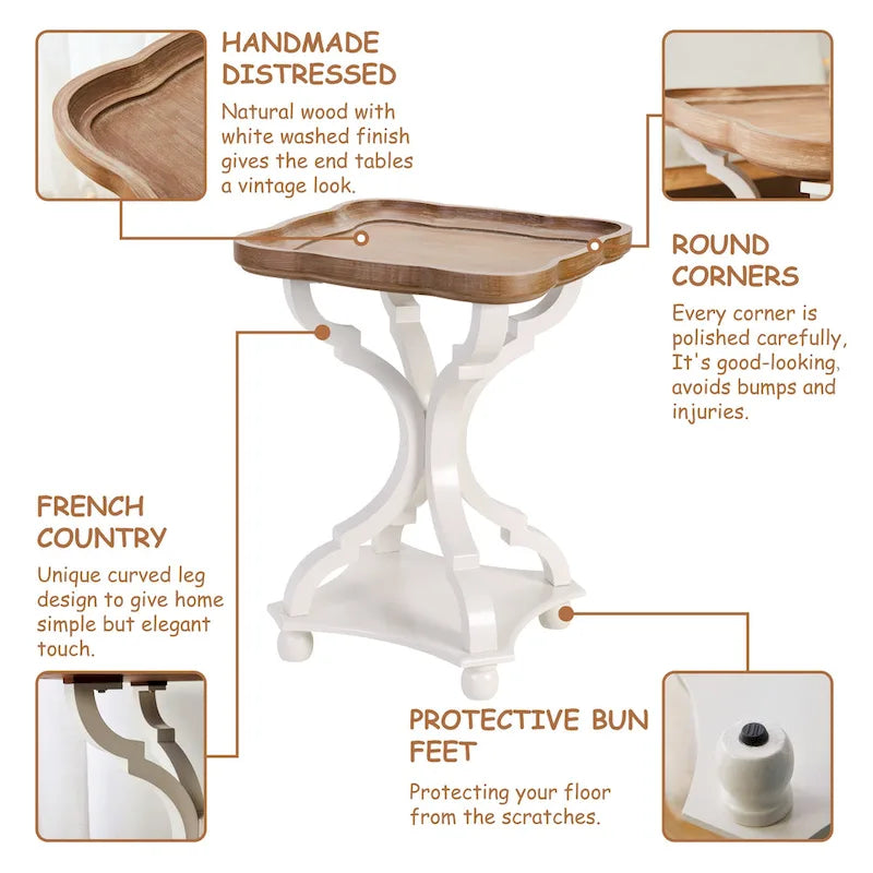 Table d'appoint plateau style maison de campagne