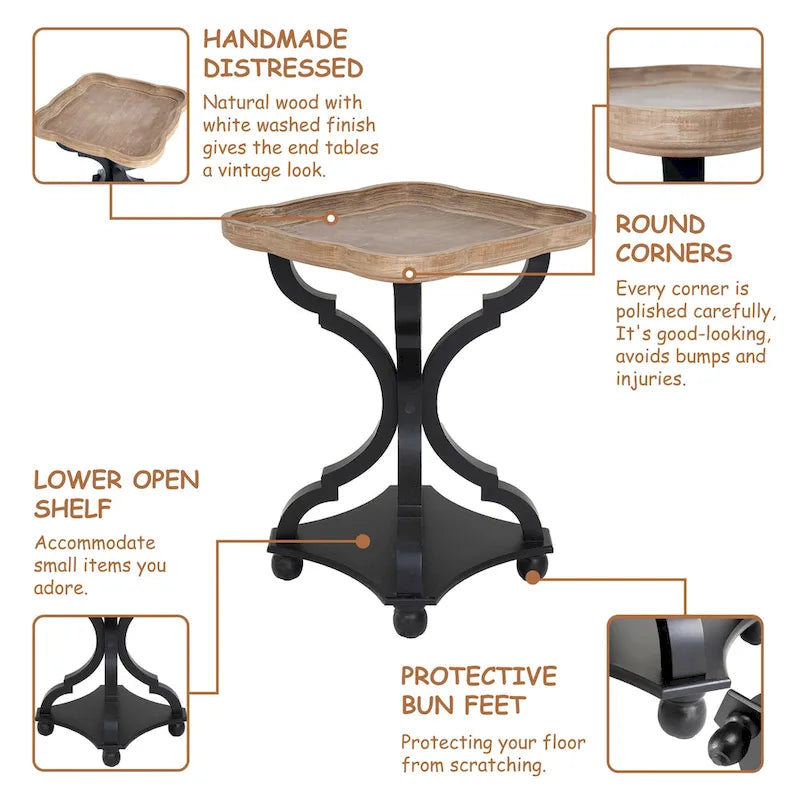 Table d'appoint plateau style maison de campagne