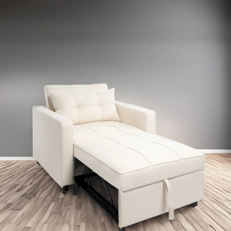 Canapé-lit pliable moderne et rembourré, idéal pour les petits espaces.