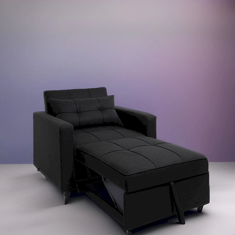 Canapé-lit pliable moderne et rembourré, idéal pour les petits espaces.