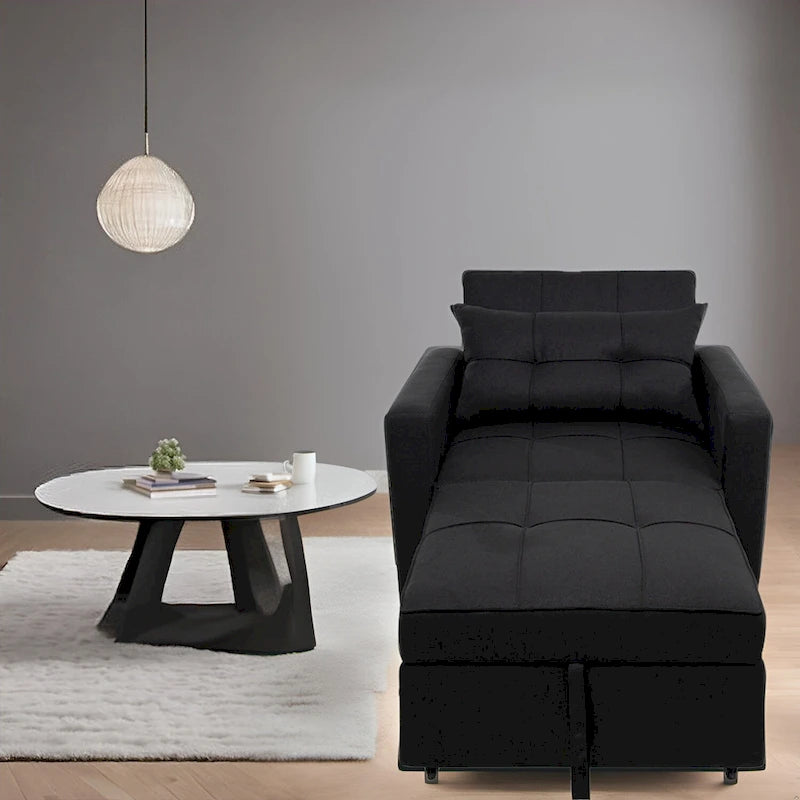 Canapé-lit pliable moderne et rembourré, idéal pour les petits espaces.