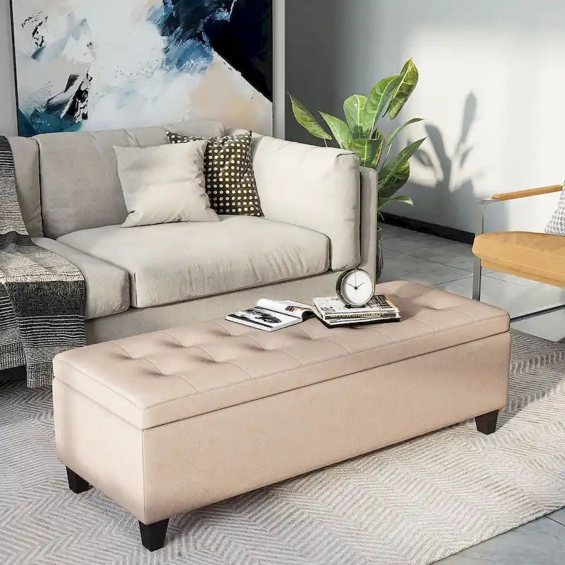 Banc de rangement, banc de bout de lit, coffre de rangement pour linge