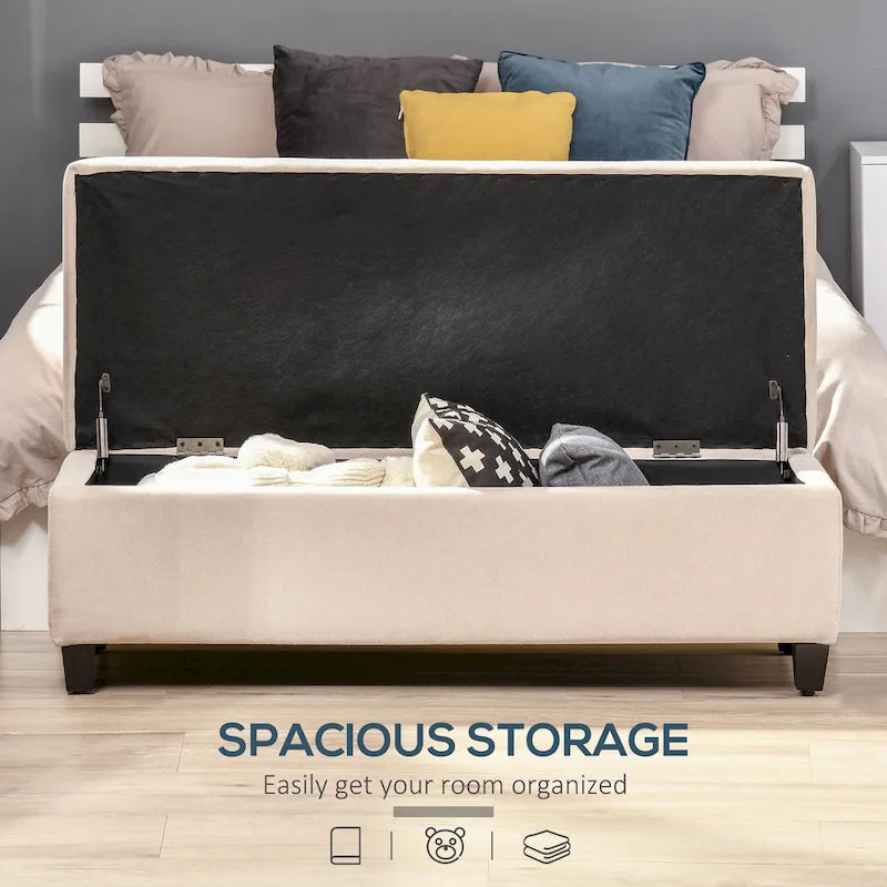 Banc de rangement, banc de bout de lit, coffre de rangement pour linge