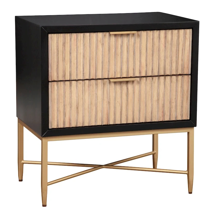 Table de chevet en bois à deux tiroirs