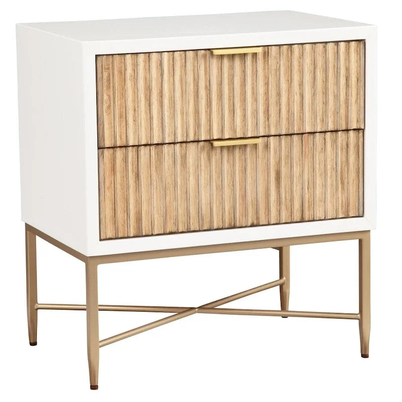 Table de chevet en bois à deux tiroirs