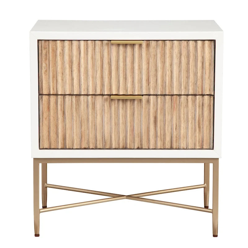 Table de chevet en bois à deux tiroirs