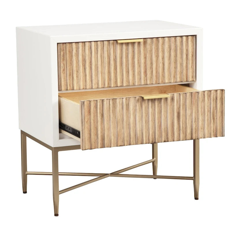 Table de chevet en bois à deux tiroirs