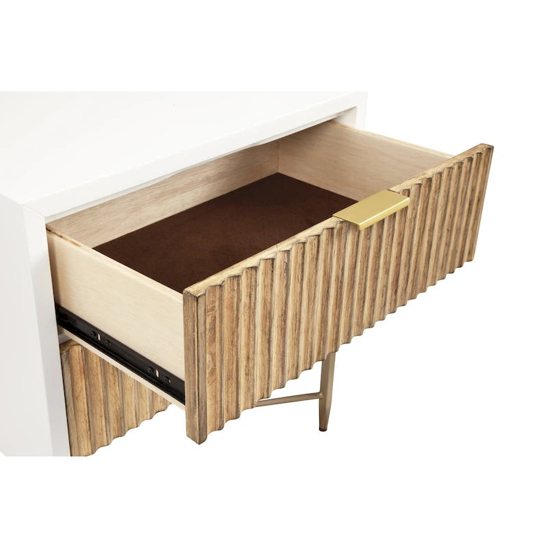 Table de chevet en bois à deux tiroirs