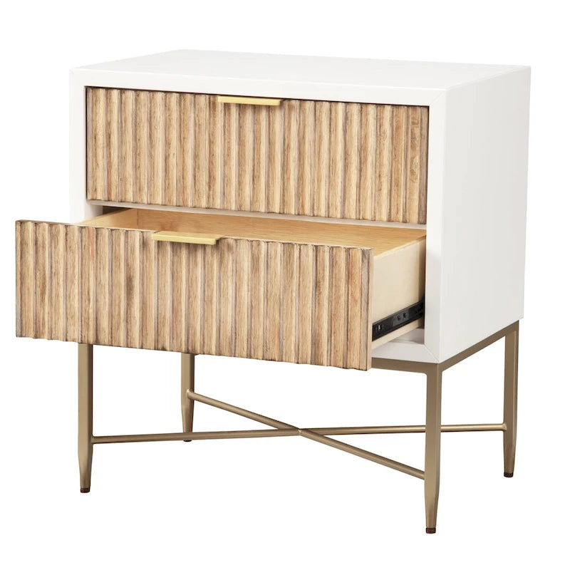Table de chevet en bois à deux tiroirs