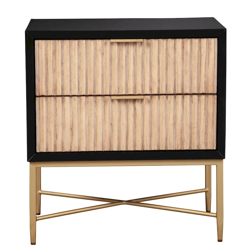 Table de chevet en bois à deux tiroirs