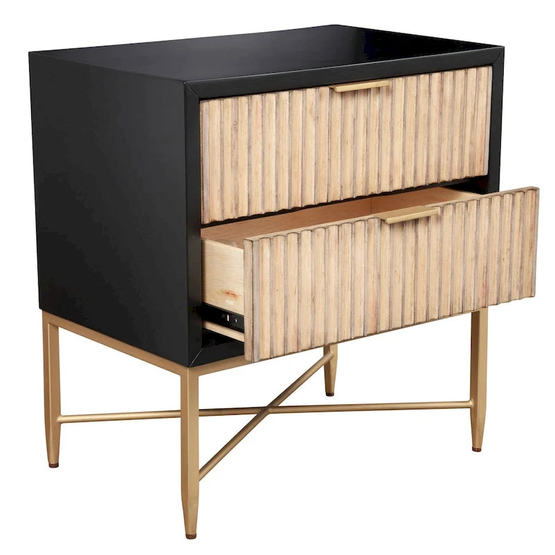 Table de chevet en bois à deux tiroirs