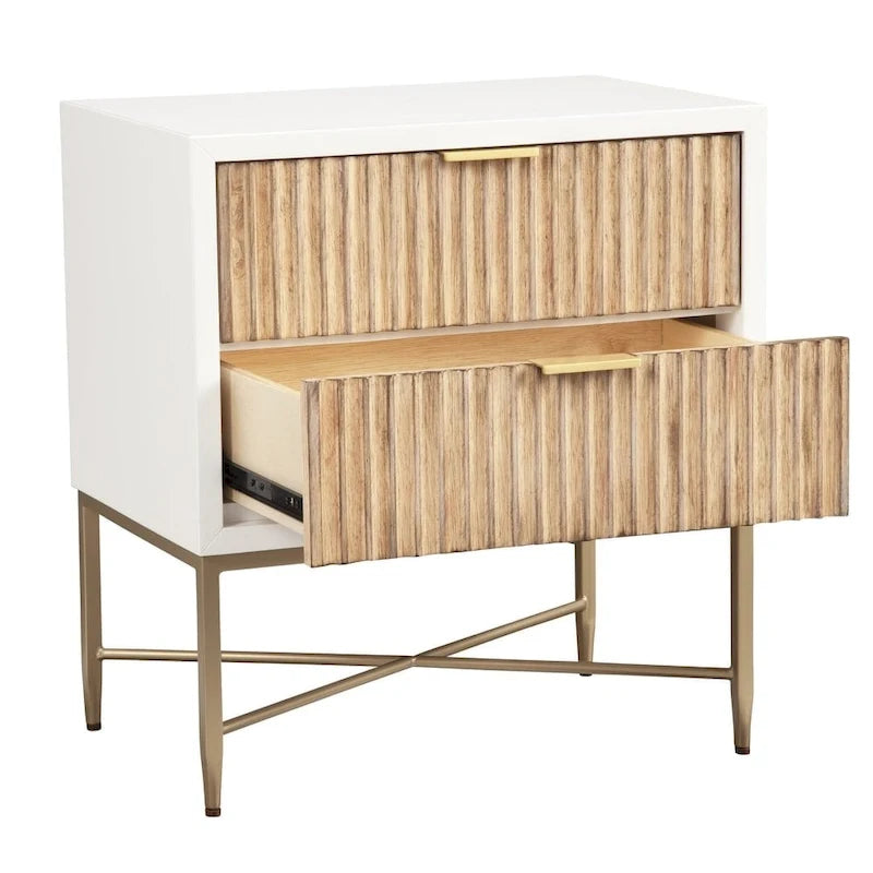 Table de chevet en bois à deux tiroirs