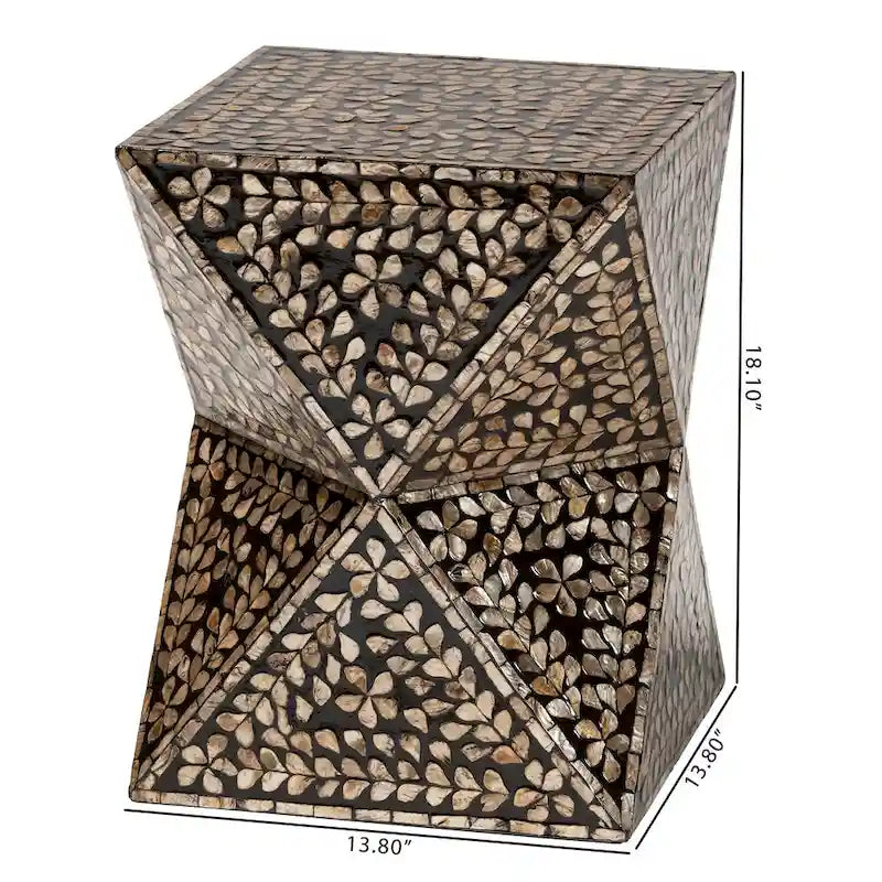 Table d'appoint en nacre noire et bronze