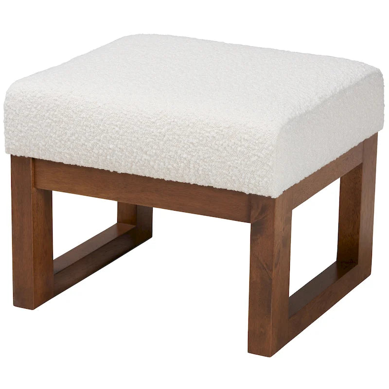 Repose-pieds en bois blanc cassé de style médiéval-moderne