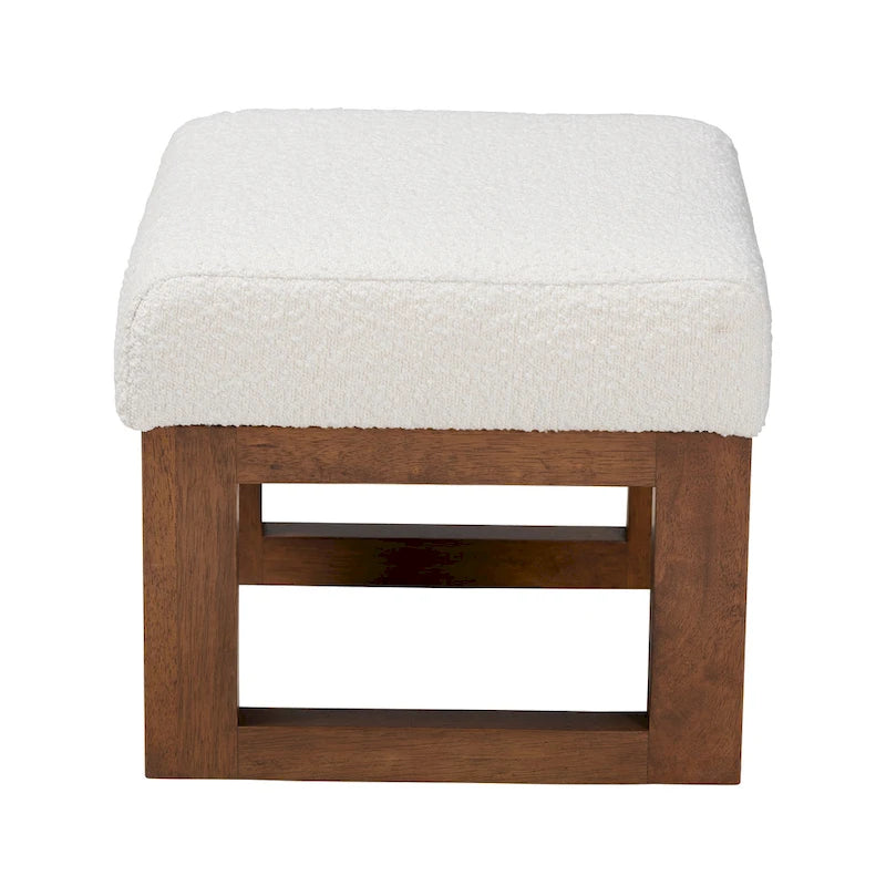 Repose-pieds en bois blanc cassé de style médiéval-moderne