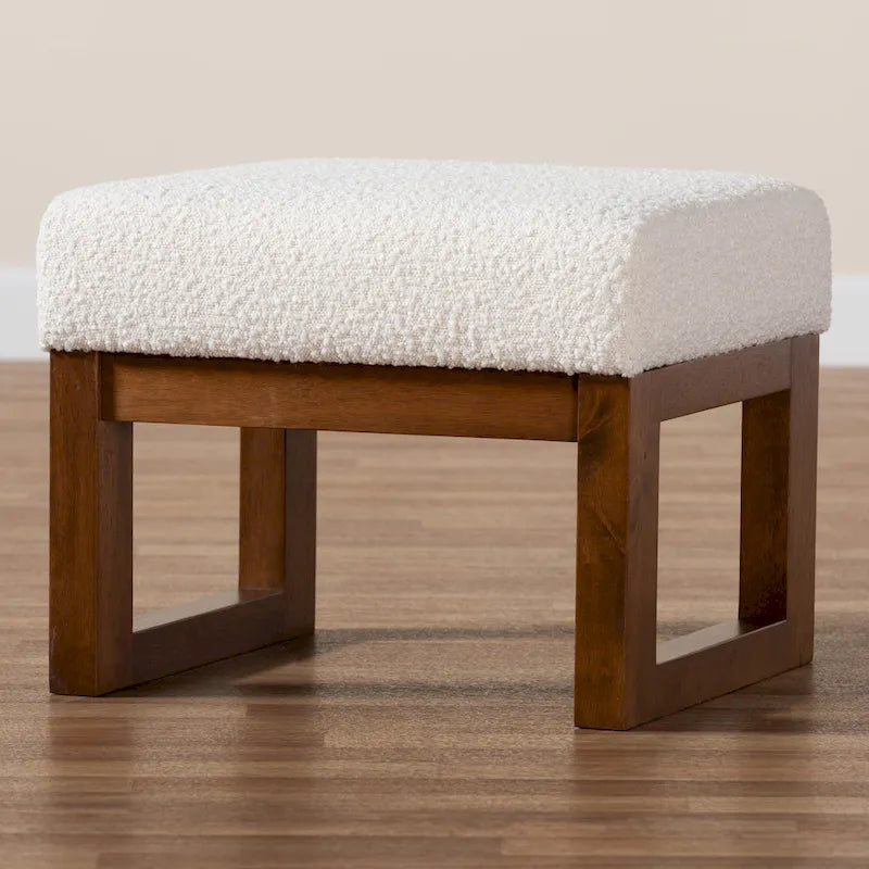 Repose-pieds en bois blanc cassé de style médiéval-moderne