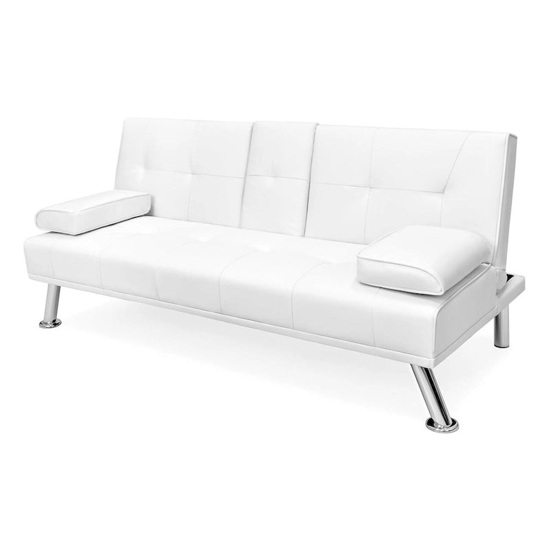 Canapé convertible en similicuir blanc