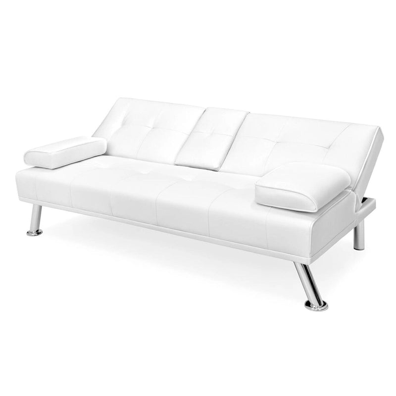 Canapé convertible en similicuir blanc