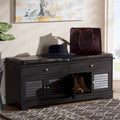 Banc de meuble à chaussures double tiroir en bois marron foncé moderne minimaliste