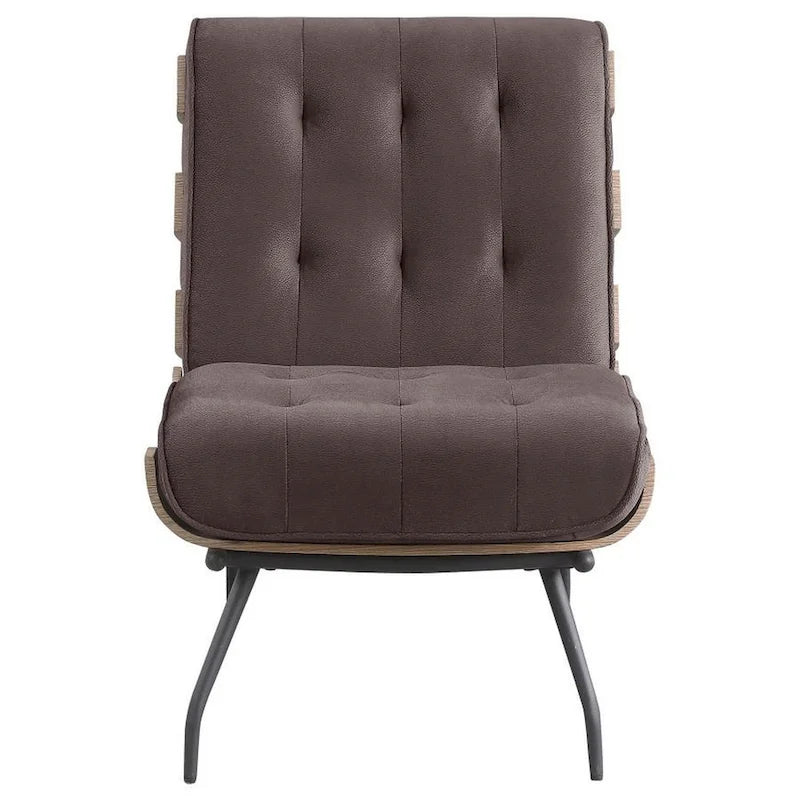 Fauteuil de salon de 35 pouces avec dossier matelassé surdimensionné, brun foncé.