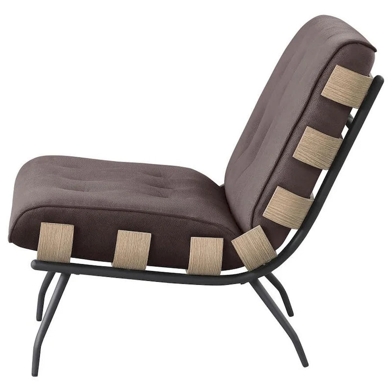 Fauteuil de salon de 35 pouces avec dossier matelassé surdimensionné, brun foncé.