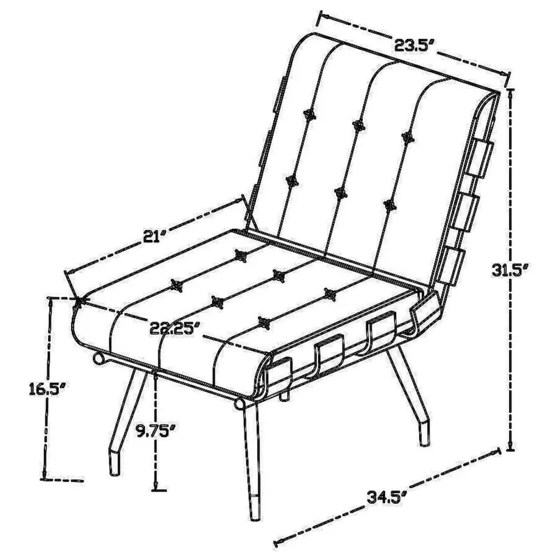 Fauteuil de salon de 35 pouces avec dossier matelassé surdimensionné, brun foncé.