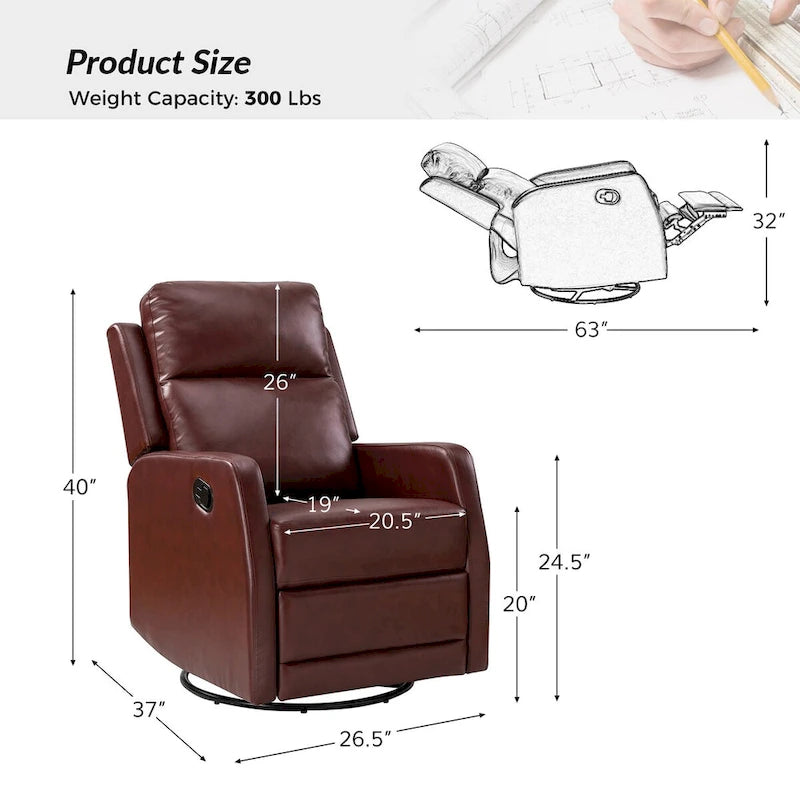 Fauteuil inclinable pivotant rembourré