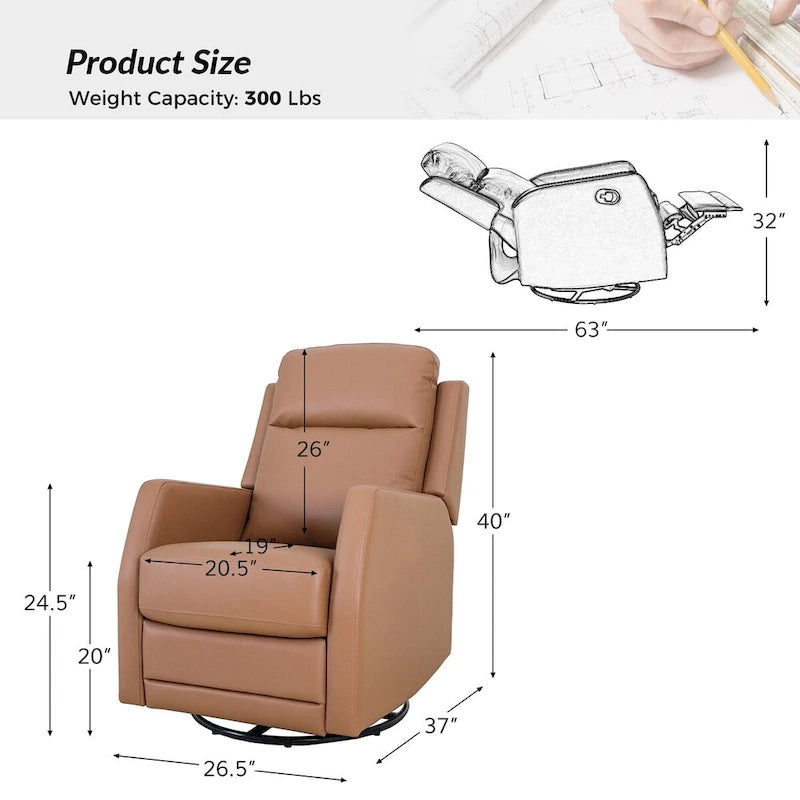 Fauteuil inclinable pivotant rembourré
