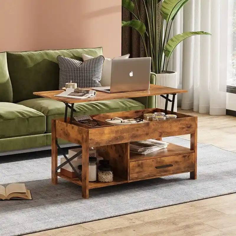 Table basse avec fonction de rangement dans le salon