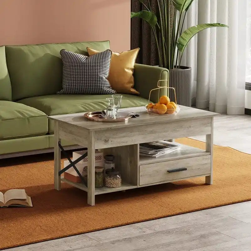 Table basse avec fonction de rangement dans le salon