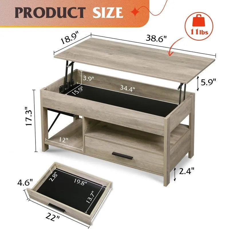 Table basse avec fonction de rangement dans le salon