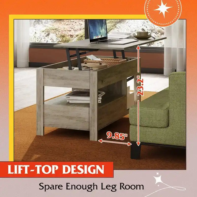 Table basse avec fonction de rangement dans le salon