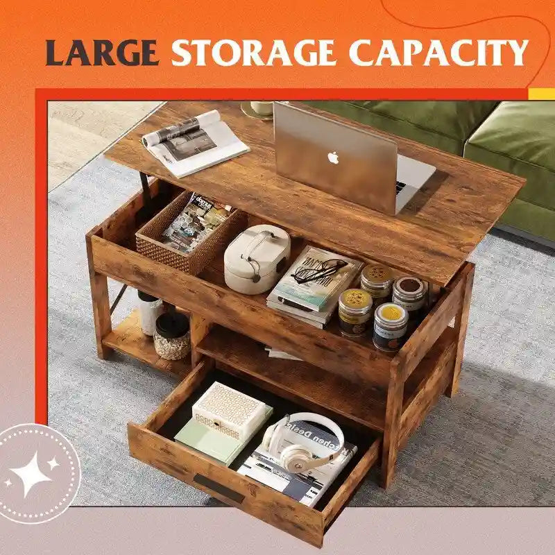 Table basse avec fonction de rangement dans le salon