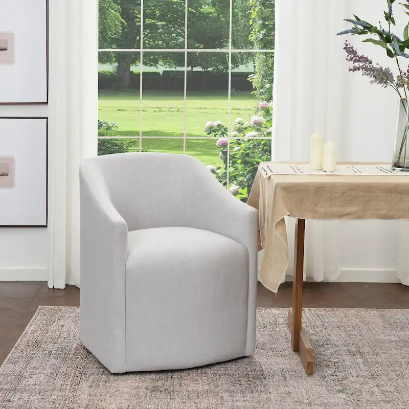 Chaise de salle à manger à roulettes, rembourrée de tissu haute performance