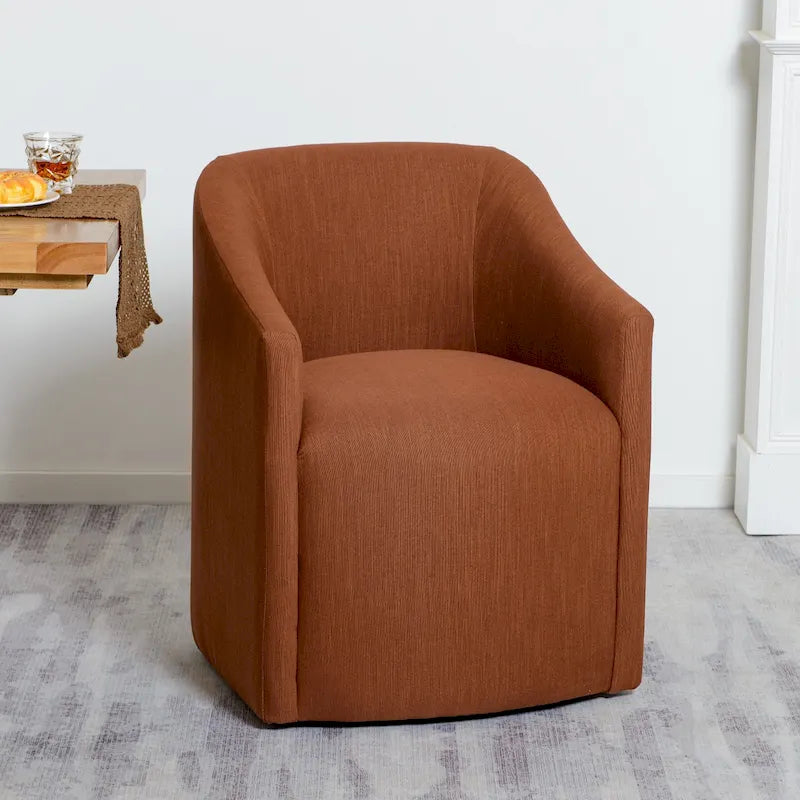 Chaise de salle à manger à roulettes, rembourrée de tissu haute performance