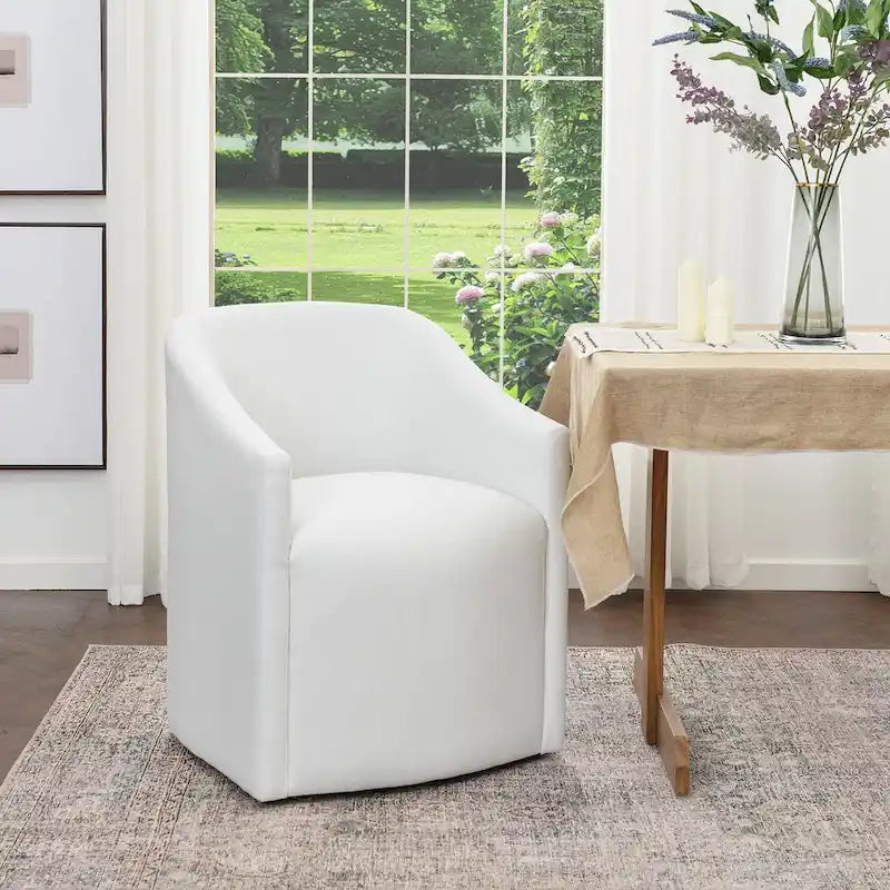 Chaise de salle à manger à roulettes, rembourrée de tissu haute performance