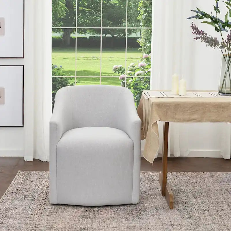 Chaise de salle à manger à roulettes, rembourrée de tissu haute performance