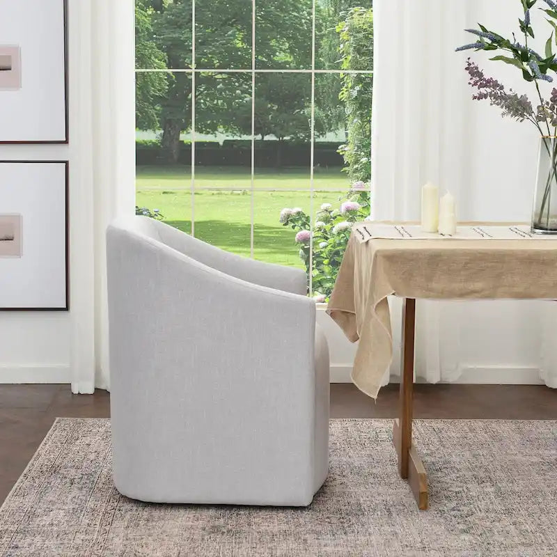 Chaise de salle à manger à roulettes, rembourrée de tissu haute performance