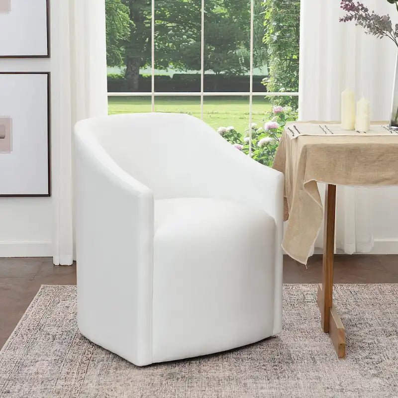 Chaise de salle à manger à roulettes, rembourrée de tissu haute performance