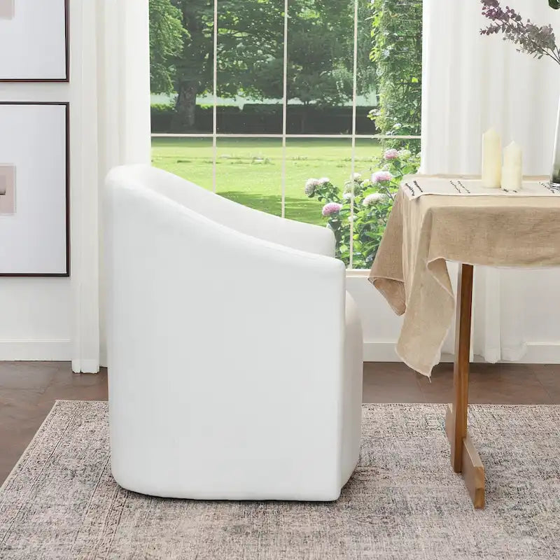 Chaise de salle à manger à roulettes, rembourrée de tissu haute performance