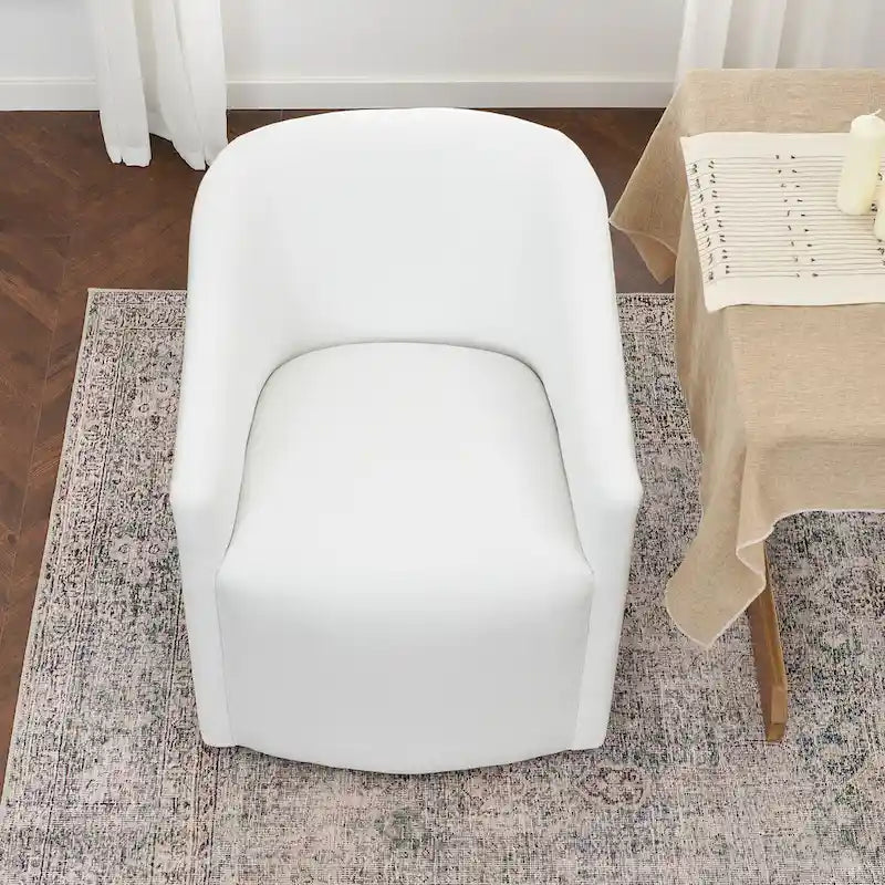 Chaise de salle à manger à roulettes, rembourrée de tissu haute performance